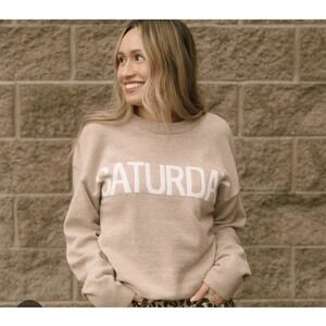 Smash + Tess Women's Beige Saturday Sweater Size M/L Weekend Vibes Cozy